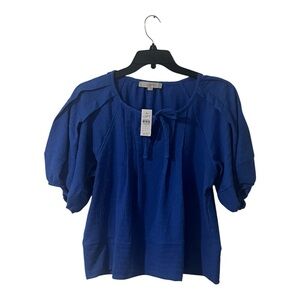 LOFT Women's Classy Royal Blue Puff Sleeve Blouse, Size L